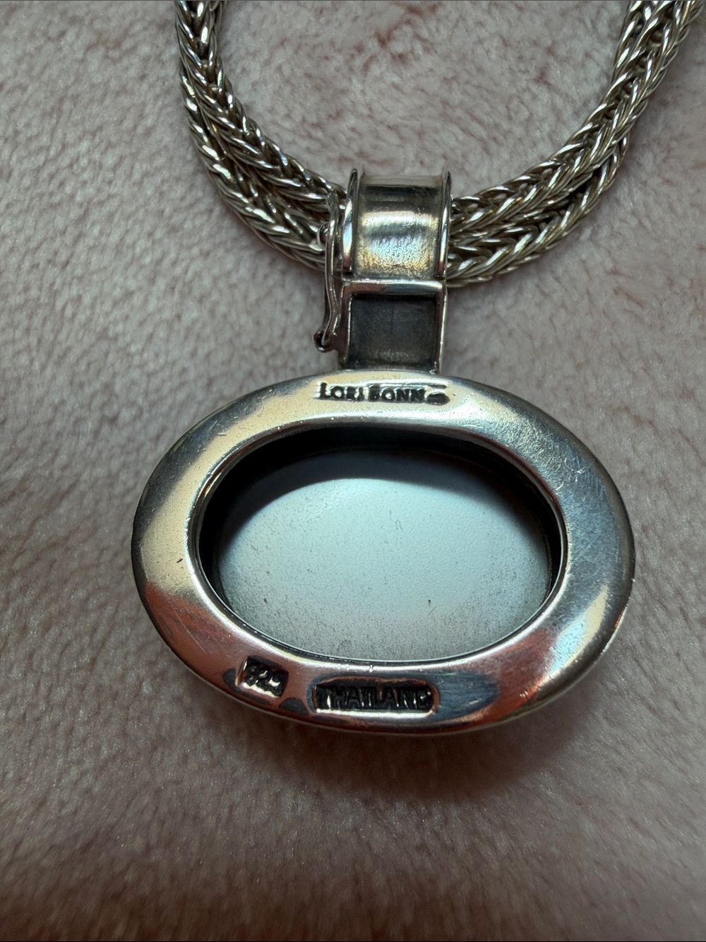 LORI BONN Sterling Silver Mother-of-Pearl Oval Pendant Double Strand Necklace - Picture 6 of 15